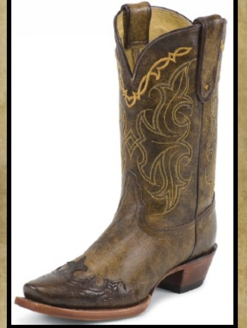 Tony Lama VF6004 Ladies Vacquero Western w/Bark Sante Fe Leather Boot - Picture 1 of 11